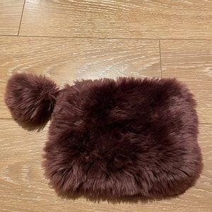 Burgundy Faux Fur Pouch